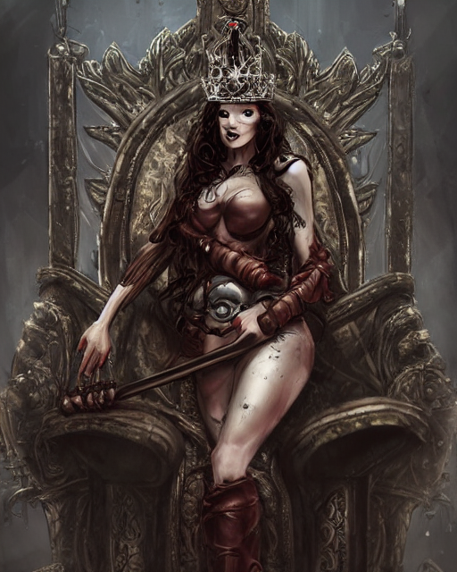 Woman In A Crown And Dismal Supervillain Outfit Made Of Fle...