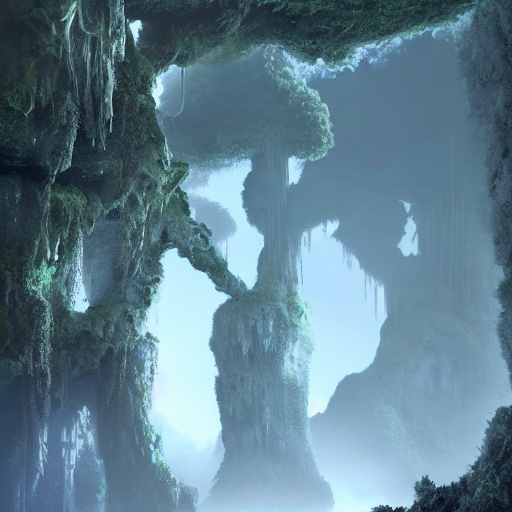 Photo An Deep Underground Cave Embellished With A Lush Overg...