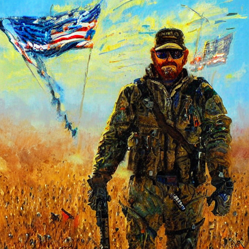 Chris Kyle By Leroy Neiman, Intricate, Ultra Detailed Painti...