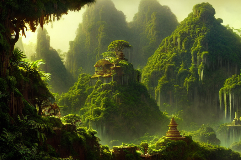 A Jungle Temple On An Otherworldly Planet, Intricate Details...