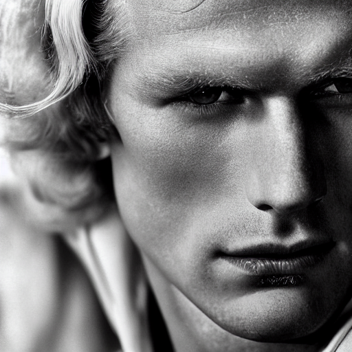 A Beautiful Close - Up Of Of A Blond German Man. High Cheekb...
