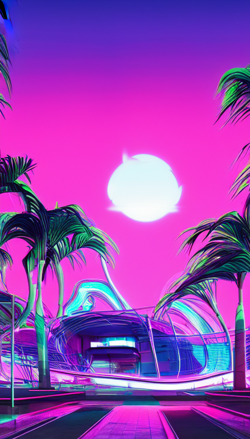 Landscape By Zaha Hadid, Elysian Retrowave Morning Sun Unive...