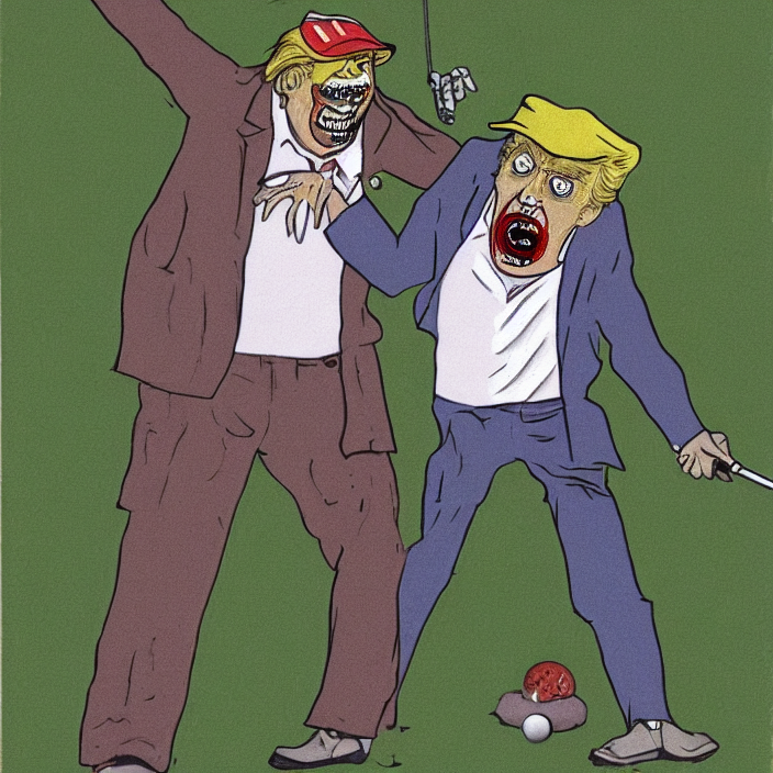 Portrait, Zombie Donald Trump Eating A Golfer At The Masters...