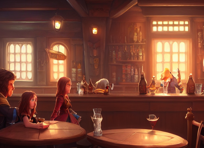 Grumpy Hermione Sitting In A Bar, Fantasy, Concept Art, Arts... — Stable Diffusion AI Prompt: grumpy hermione sitting in a bar, fantasy, concept art, artstation, disney, pixa...