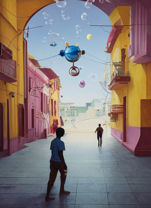 Person Walking Inside A Timeless Bubble, Streets Of Salvador...