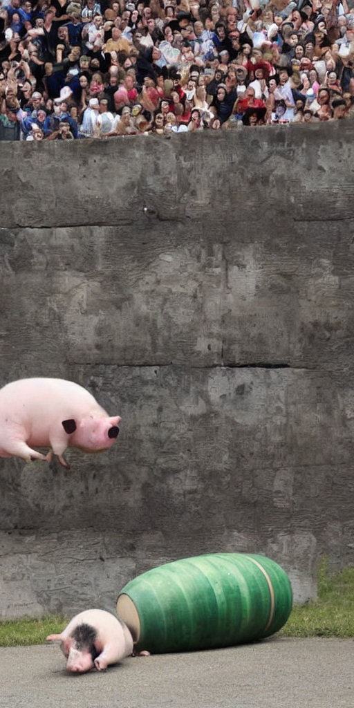 Drunken Pig Rolling Down Hill Into Meticulously Placed Bowli...