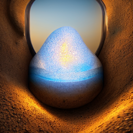 Stone Cairn Inside A Glass Jar Buried In Sand, Hot Air Ballo...