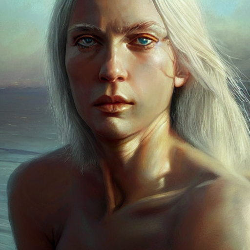 A Hyper Realistic Painting Of A Very Beautiful Silver Haired...