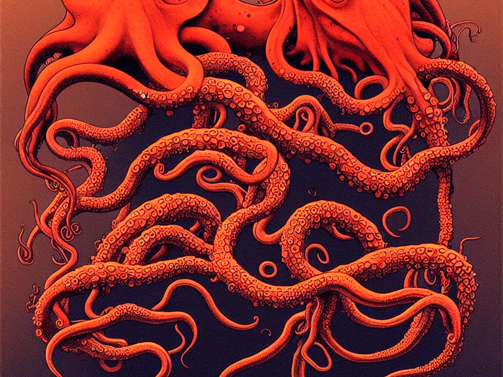 Face Of Cthlulu Cthulu Pale Red Colors, Background Profile P...