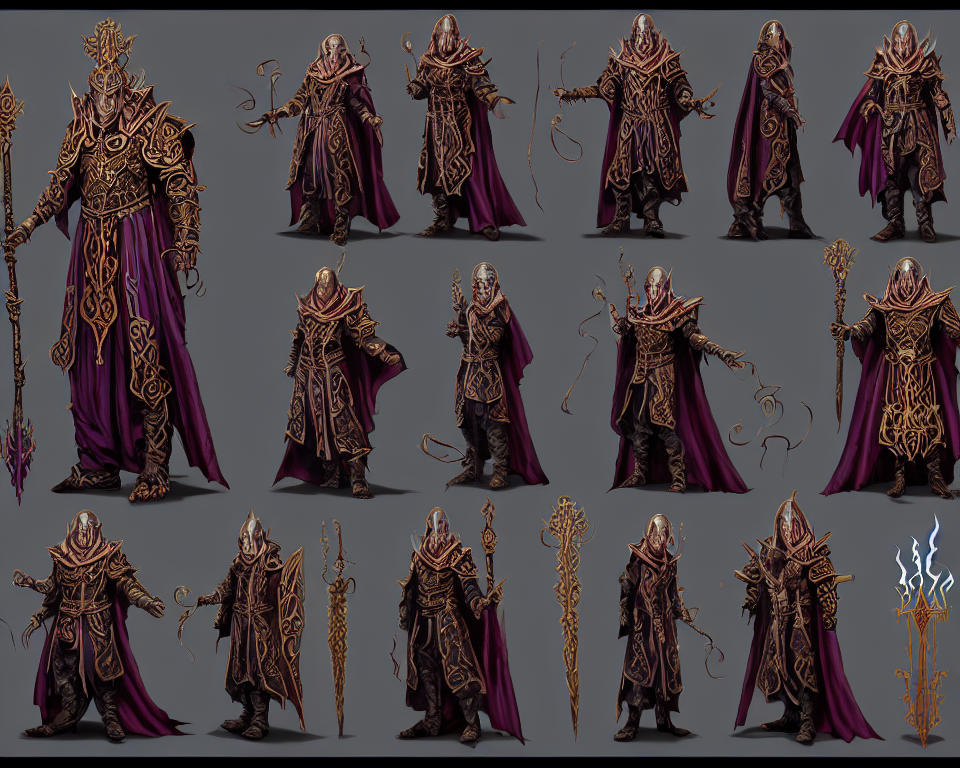 A Full Color Character Sheet With Front, Back And Side Views...