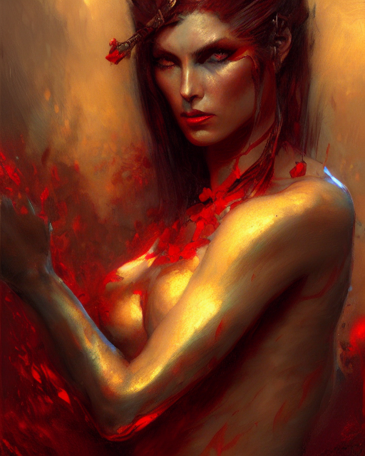 Demon Queen With Red Eyes Painting By Gaston Bussiere, Craig...
