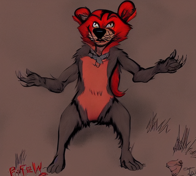 Weasel Bandit Furry Red - And - Black Male Fursona Dark In...