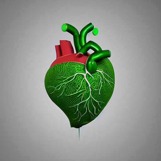 An Anatomically Correct Human Heart Growing Green Plant Tend...