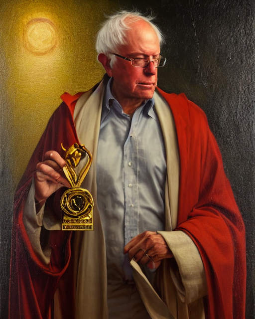 Highly Detailed Oil Painting Of Saint Bernie Sanders Very In...