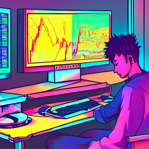 A Man Sitting On His Computer Staring At Several Computer Mo...