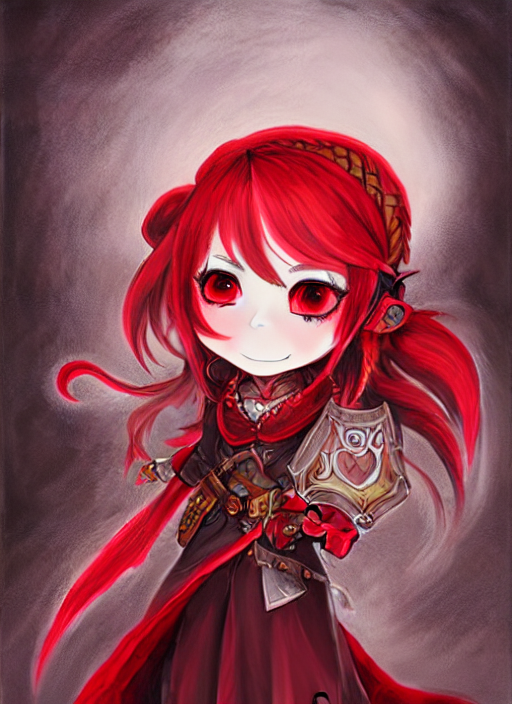 A Portrait Of Girl Bard In Red Dress, Fantasy, Dungeons And...