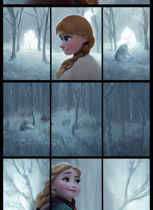 Anna From Frozen, 3 Panel Comic Scene Graphic Novel Layout P...