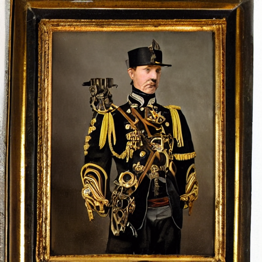 A Portrait Of A Military General With A Steampunk Prosthetic...