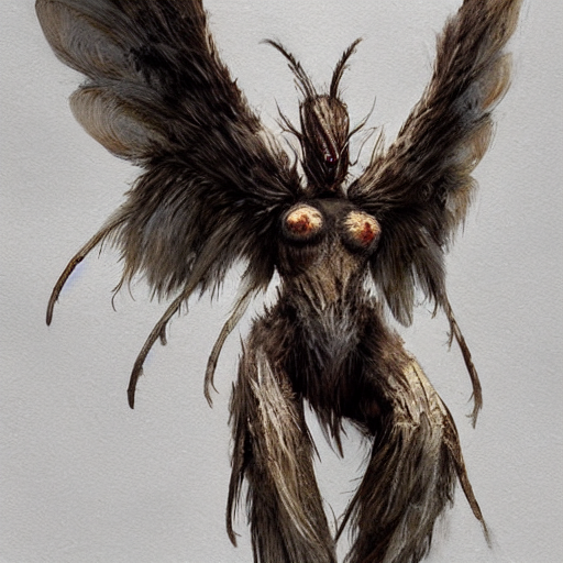 White And Brown Mothman Female By Greg Rutkowski, Insect Fac...