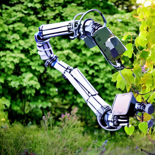 A Robotic Cyber Arm Sticking Out Of The Ground, Covered In M...