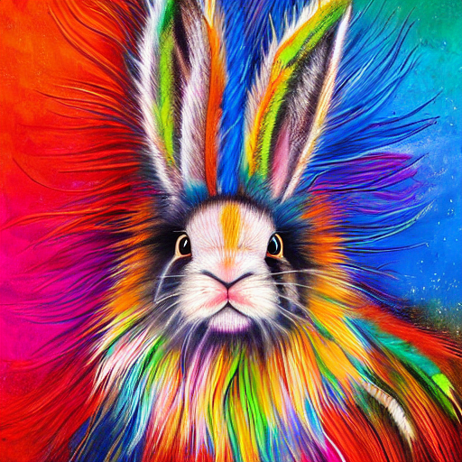 Beautiful Tribal Spirit Fuzzy Lop Eared Bunny Rabbit With Lo...
