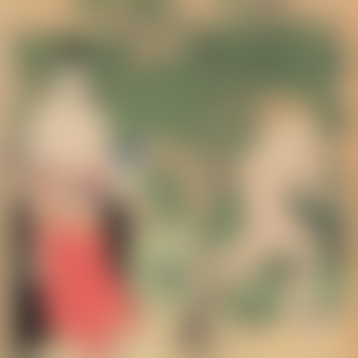 Ukiyo - E Painting Of Adam And Eve In The Garden Of Eden