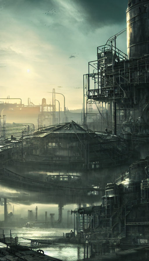 Industrial Architecture By Zack Snyder, Atlantis At Dawn Las... — Stable Diffusion AI Prompt: industrial architecture by zack snyder, atlantis at dawn laser meadow wilderness...