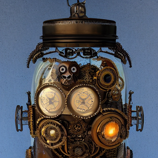 Steampunk Aztec Owl Inside A Glass Jar Buried In Sand Hangin...