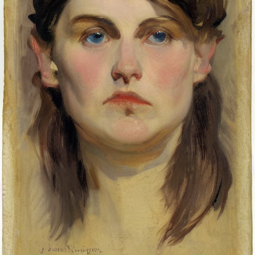 Frontal Portrait Of Ragged, Worried Twin Women, By John Sing...