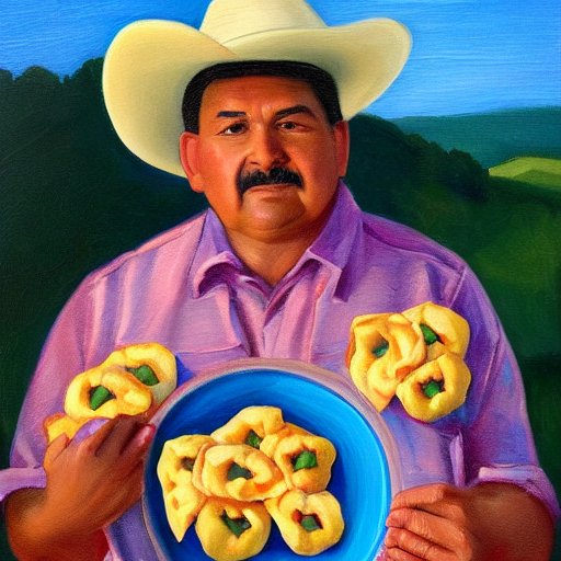 Don Tortellon With His Little Tortellini Babies, Oil Paintin...