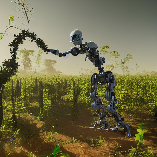 A Robotic Mechanical Human Arm Sticking Out Of The Earth, Re...