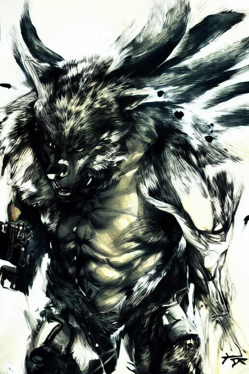Yoji Shinkawa Painting Of A Stylish Werewolf