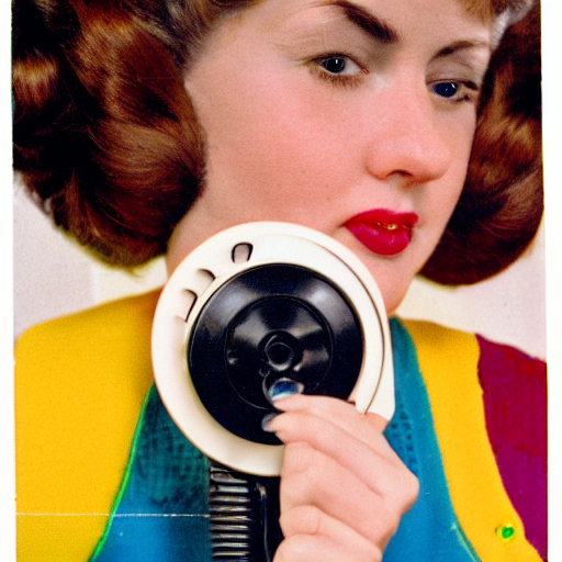 Photograph Of A Young Woman Talking On A Vintage Telephone,...