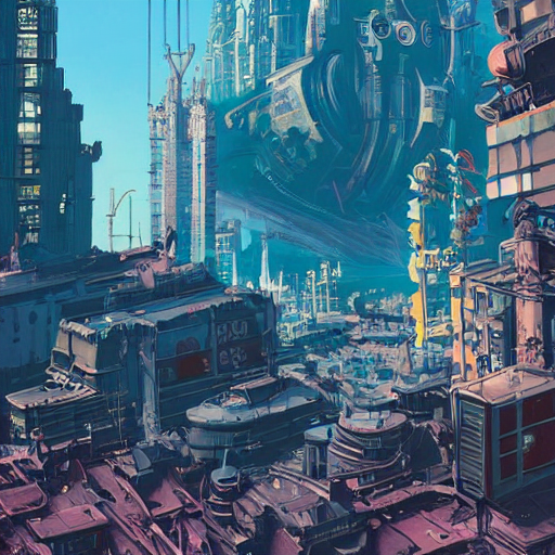 A Beautiful Painting Of Atompunk City By Nekro And Pascal Bl...