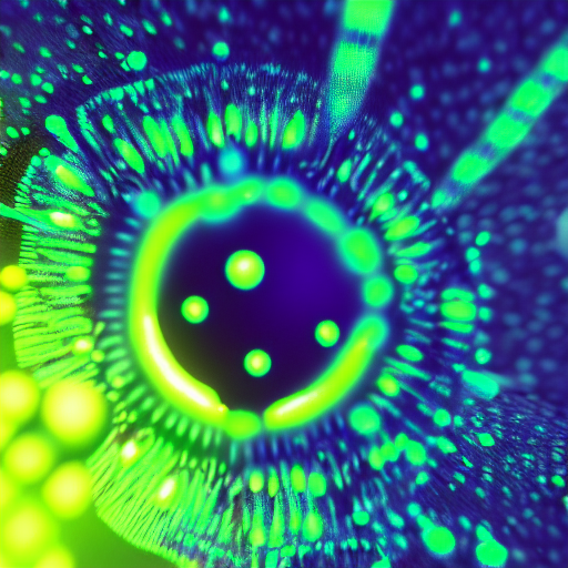 Fluorescent Luminescent Neon Microbe With Eyes, Macro Lens,... — Stable Diffusion AI Prompt: fluorescent luminescent neon microbe with eyes, macro lens, macro photography, s...