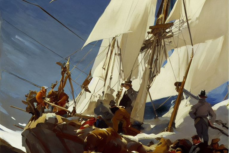 1 9 Century, Polar Expedition Unloads From The Ship, Jodhpur...