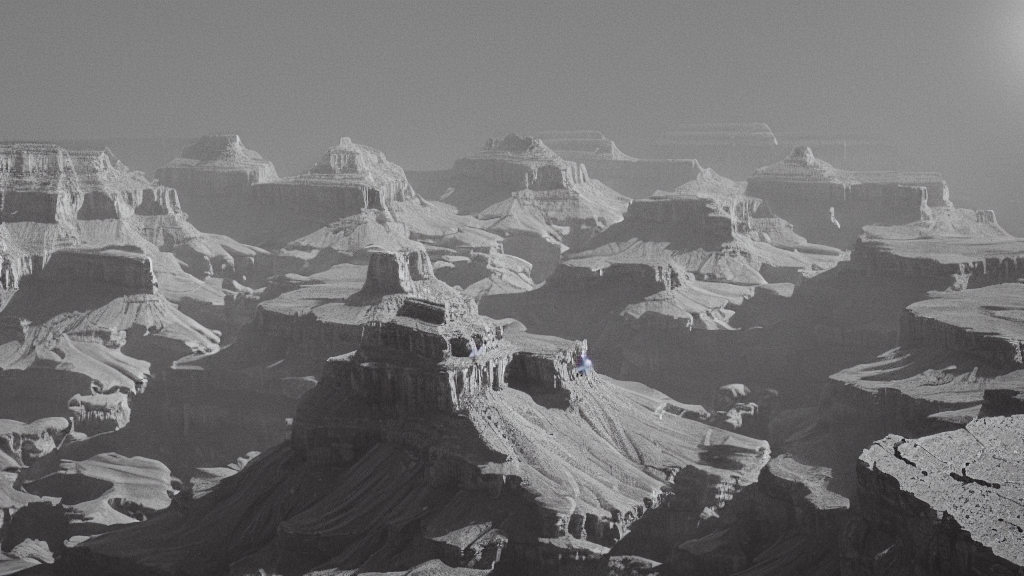 Grand Canyon On The Moon, Grey Color, Digital Art, Illustrat...