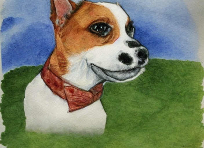 Jack Russel Dog, Side View, Caricature, Water Color Portrait...